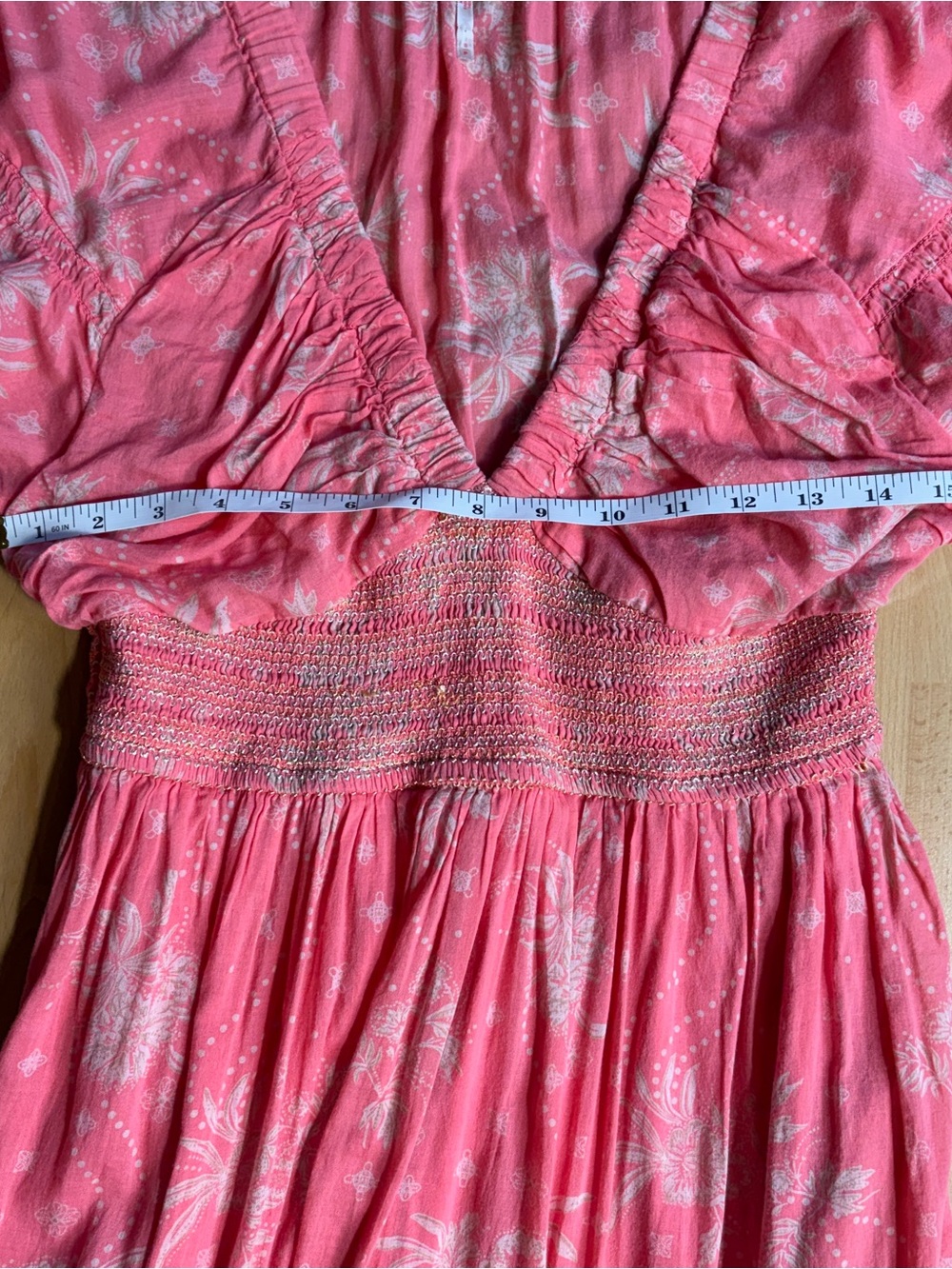 Free People Golden Hour Maxi Dress Coral Pink Floral Babydoll Beach Resort - Picture 14 of 15
